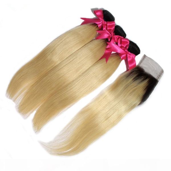 virgin brazilian ombre 3bundles with closure #1b 613 two tone hair weaves with closure 9a grade silky straight blonde hair with closure, Black
virgin brazilian ombre 3bundles with closure #1b 613 two tone hair weaves with closure 9a grade silky straight blonde hair with closure, Black