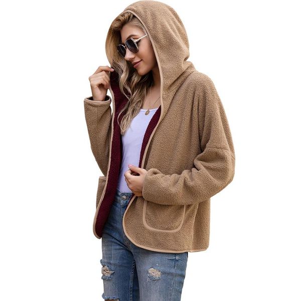 women coat fleece jackets winter warm long sleeve open front hooded cardigan with pockets decoration solid color fleece fabric, Black;brown
women coat fleece jackets winter warm long sleeve open front hooded cardigan with pockets decoration solid color fleece fabric, Black;brown