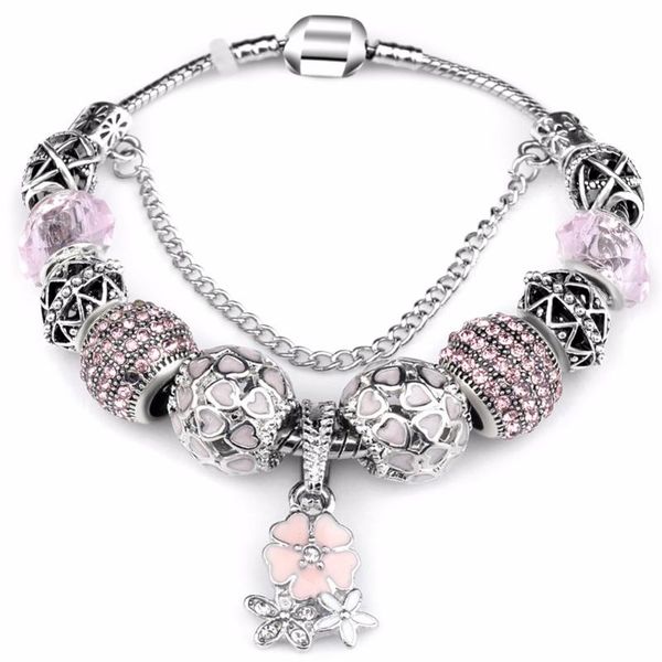 new european antique pink rhinestone charms handmade bracelet fit p bracelets & bangles for women, Black
new european antique pink rhinestone charms handmade bracelet fit p bracelets & bangles for women, Black