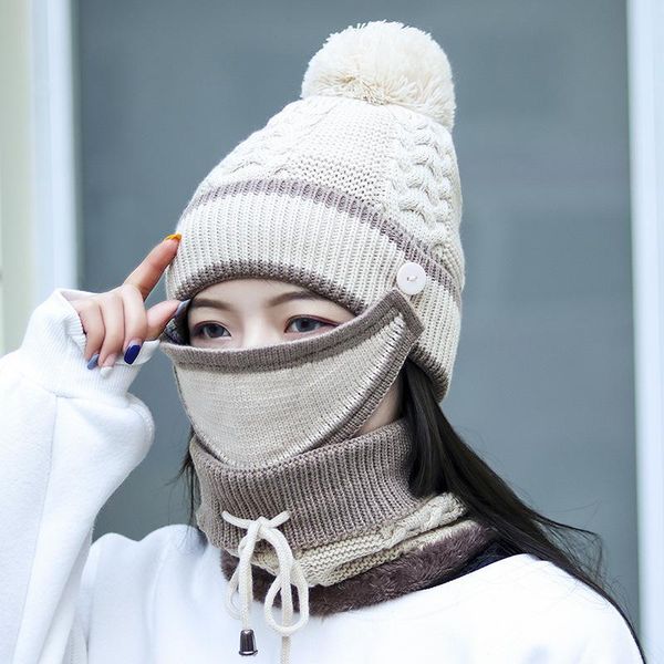 autumn and winter ladies all-match knitting cycling windproof warm scarf and velvet mask woolen hat suit ladies, Blue;gray
autumn and winter ladies all-match knitting cycling windproof warm scarf and velvet mask woolen hat suit ladies, Blue;gray
