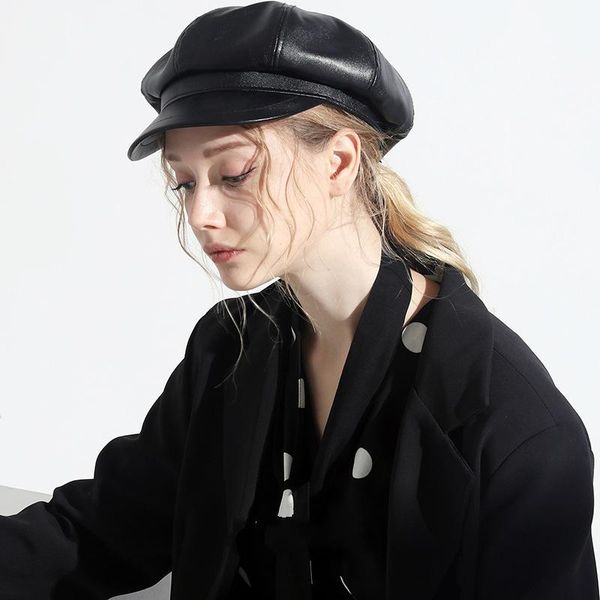 berets fashion women beret hat pu leather black retro painter cap for woman retractable girls octagonal, Blue;gray
berets fashion women beret hat pu leather black retro painter cap for woman retractable girls octagonal, Blue;gray