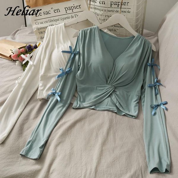 women's t-shirt heliar v-neck knitted long sleeve t shirt women slim bow sweet french tee shirts basic spring twisted short t-shirts, White
women's t-shirt heliar v-neck knitted long sleeve t shirt women slim bow sweet french tee shirts basic spring twisted short t-shirts, White