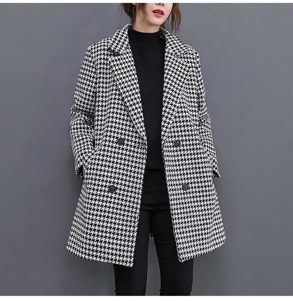womens casual loose autumn winter houndstoot tweed jacket fashion long sleeve button outerwear ladies casual elegant pea coat, Black
womens casual loose autumn winter houndstoot tweed jacket fashion long sleeve button outerwear ladies casual elegant pea coat, Black