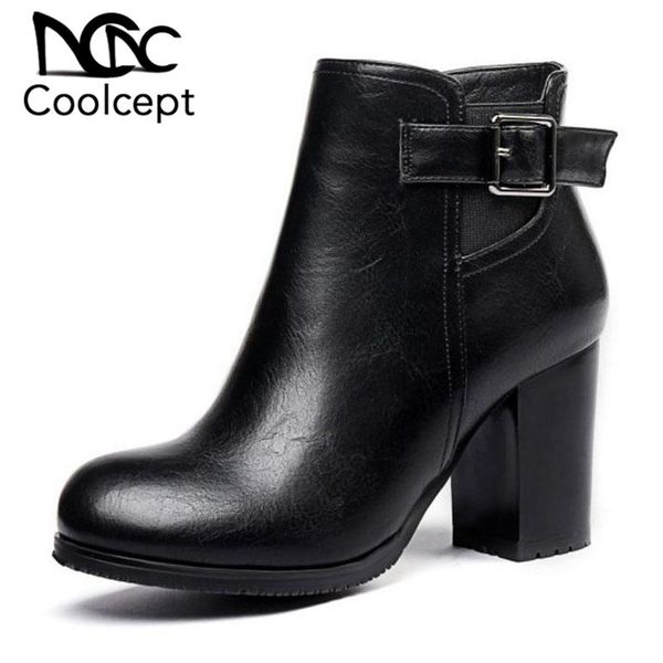 boots coolcept classic women ankle round toe buckle zipper high heel winter warm fur daily shoes size 32-43, Black
boots coolcept classic women ankle round toe buckle zipper high heel winter warm fur daily shoes size 32-43, Black