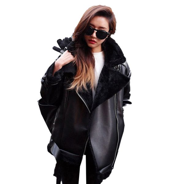 winter aviator jacket women pu fur one-piece lapel loose plus velvet padded jacket stand collar motorcycle fashion coat ll22 201106, Black;brown
winter aviator jacket women pu fur one-piece lapel loose plus velvet padded jacket stand collar motorcycle fashion coat ll22 201106, Black;brown