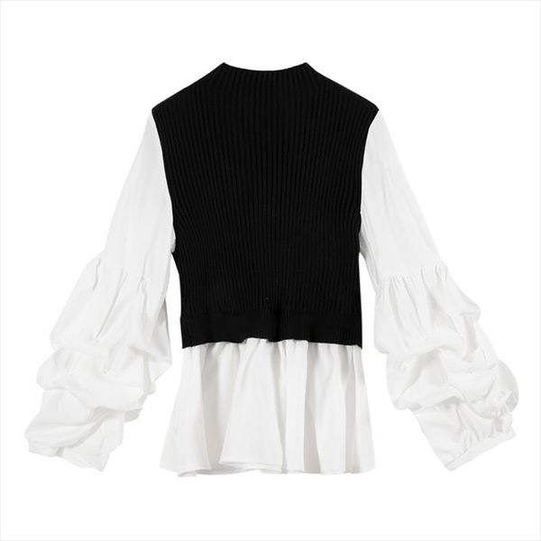 women black white o neck long sleeve knitted patchwork winter autumn puff sleeve b0578 drop shipping
women black white o neck long sleeve knitted patchwork winter autumn puff sleeve b0578 drop shipping