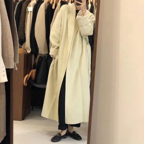 women's wool & blends yourseason 2021 korean ladies winter clothes coats solid color turn down collar women loose long bandage coats1, Black
women's wool & blends yourseason 2021 korean ladies winter clothes coats solid color turn down collar women loose long bandage coats1, Black