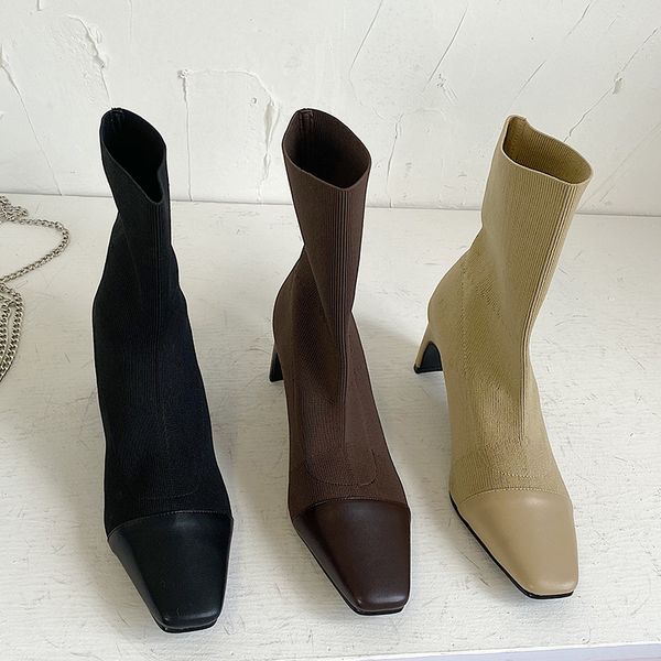 of ins winter female luxury blocks knitting high heels stretch elastic thread designer ankle party boots 37tv, Black
of ins winter female luxury blocks knitting high heels stretch elastic thread designer ankle party boots 37tv, Black
