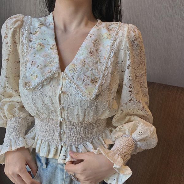 women's blouses & shirts oceanlove vintage lace blusas mujer v neck print ruffles elegant women and autumn short 2021 ladies 18249, White
women's blouses & shirts oceanlove vintage lace blusas mujer v neck print ruffles elegant women and autumn short 2021 ladies 18249, White