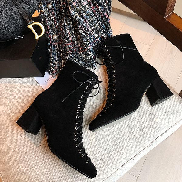 2021 female 22-25.5 cm length + modern retro cow suede short women's boots e8dm, Black
2021 female 22-25.5 cm length + modern retro cow suede short women's boots e8dm, Black