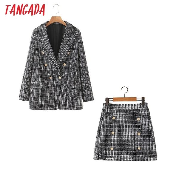 tangada autumn winter women plaid skirt suit 2 piece set female jacket office ladies blazer skirt sets 8h16 201130, White
tangada autumn winter women plaid skirt suit 2 piece set female jacket office ladies blazer skirt sets 8h16 201130, White