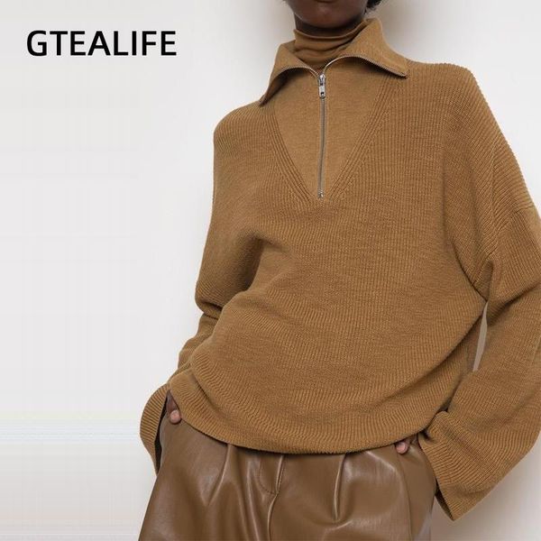 gtealife women's sweaters winter autumn long sleeve turn-down collar loose oversized sweaters zipper pullovers jumpers knitwear, White;black
gtealife women's sweaters winter autumn long sleeve turn-down collar loose oversized sweaters zipper pullovers jumpers knitwear, White;black