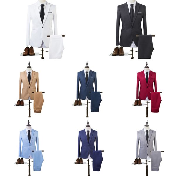 2020 new 2 pieces business blazer+pants suit sets men autumn fashion solid slim wedding set vintage classic blazer suit q1216, White;black
2020 new 2 pieces business blazer+pants suit sets men autumn fashion solid slim wedding set vintage classic blazer suit q1216, White;black