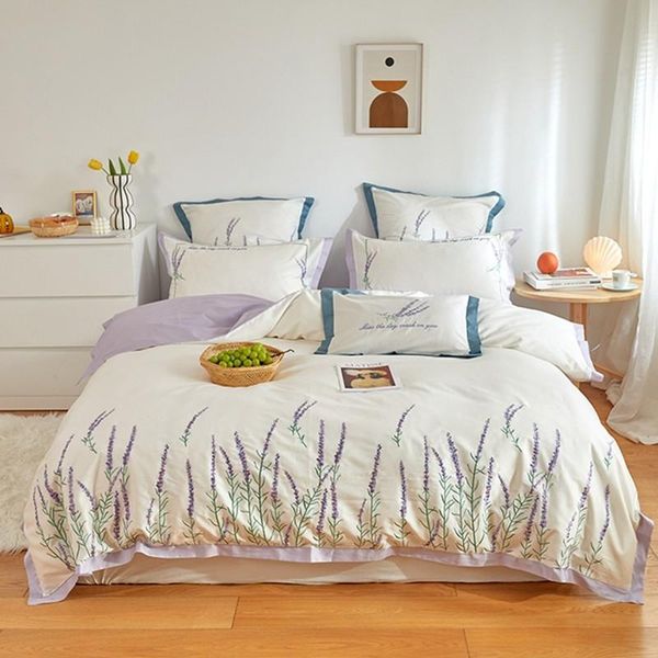 lavender flower embroidery white duvet cover set king 4pcs 100%egyptian cotton purple floral comforter cover bed sheet
lavender flower embroidery white duvet cover set king 4pcs 100%egyptian cotton purple floral comforter cover bed sheet