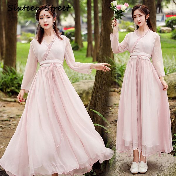 2021 elegant female stylish chiffon pink chinese style hanfu ribbons with low-necked ankle length long sleeve party gowns at night suvf, Black;gray
2021 elegant female stylish chiffon pink chinese style hanfu ribbons with low-necked ankle length long sleeve party gowns at night suvf, Black;gray