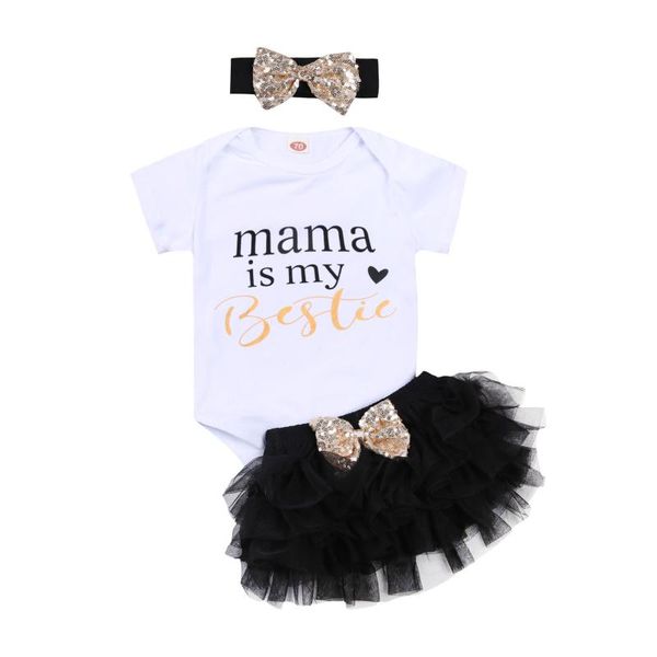 3 pcs baby girl outfits short-sleeved round neck letter printed romper + net gauze fluffy skirt + sequin bow headband, White
3 pcs baby girl outfits short-sleeved round neck letter printed romper + net gauze fluffy skirt + sequin bow headband, White