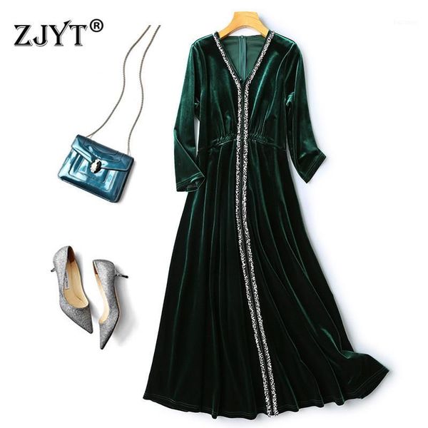 autumn winter new fashion 2019 woman dress runway designers long sleeve v neck mid calf aline casual party velour dress green1, Black;gray
autumn winter new fashion 2019 woman dress runway designers long sleeve v neck mid calf aline casual party velour dress green1, Black;gray