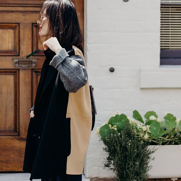 women's wool & blends w2122 commuter literature and art coloured 100% cloth jacket loose large edition woman 18dongxin1, Black
women's wool & blends w2122 commuter literature and art coloured 100% cloth jacket loose large edition woman 18dongxin1, Black