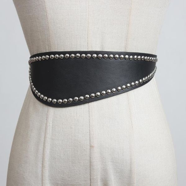 women's runway fashion elastic pu leather rivet cummerbunds female dress corsets waistband belts decoration wide belt r1367, Black;brown
women's runway fashion elastic pu leather rivet cummerbunds female dress corsets waistband belts decoration wide belt r1367, Black;brown