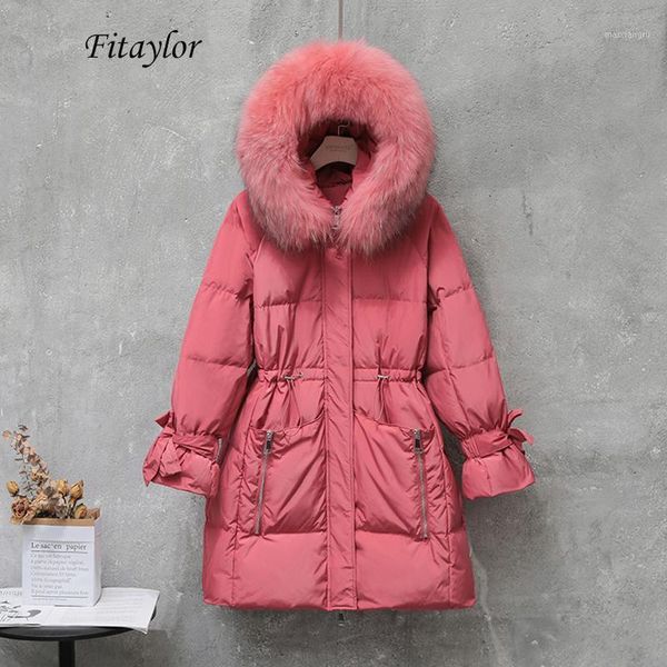 fitaylor 2020 winter 90% white duck down parka women large natural fur collar hooded down jacket female warm sash tie up coats1, Black
fitaylor 2020 winter 90% white duck down parka women large natural fur collar hooded down jacket female warm sash tie up coats1, Black