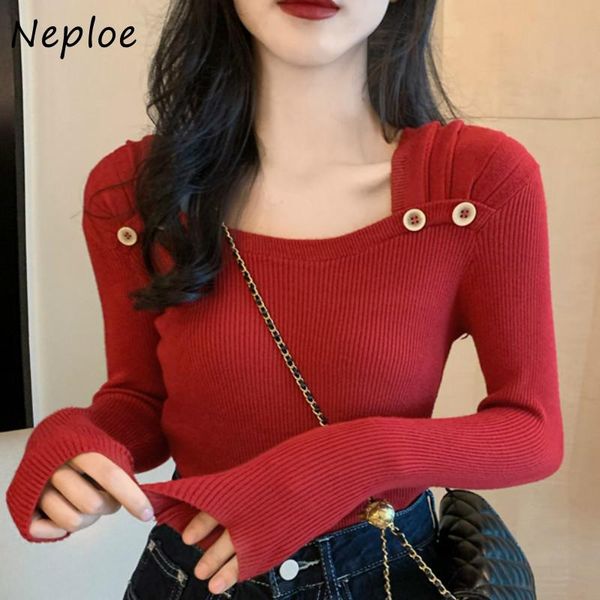 neploe square collar slim fit knitted pullovers 2020 new chic button women sweaters autumn winter korean style design, White;black
neploe square collar slim fit knitted pullovers 2020 new chic button women sweaters autumn winter korean style design, White;black