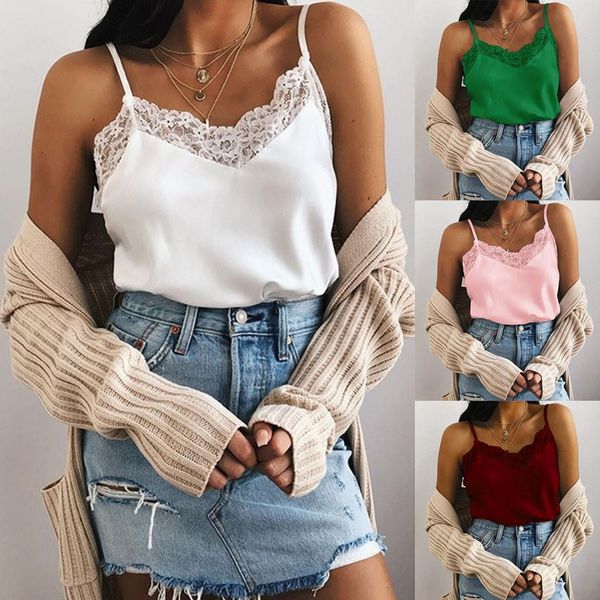 women's fashion lace patchwork solid color camisole tank shirt female ladies v-neck strap camisole debardeur femme, White
women's fashion lace patchwork solid color camisole tank shirt female ladies v-neck strap camisole debardeur femme, White