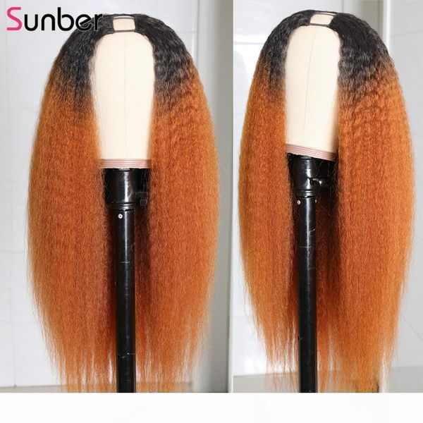 sunber mongolian ombre kinky straight u part wig 180% density no glue remy t1 30# long real scalp human hair wig, Black;brown
sunber mongolian ombre kinky straight u part wig 180% density no glue remy t1 30# long real scalp human hair wig, Black;brown