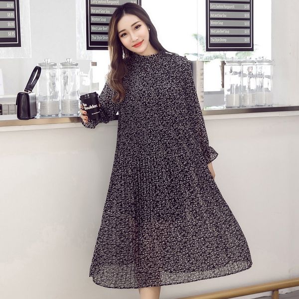women chiffon printed pleated dress autumn winter female elegant vintage long sleeve two layers casual loose dresses 201029, Black;gray
women chiffon printed pleated dress autumn winter female elegant vintage long sleeve two layers casual loose dresses 201029, Black;gray