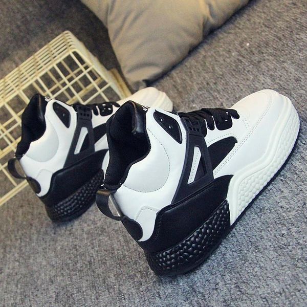 new small white shoes female hip hop high sports shoes with inner raised board, Black
new small white shoes female hip hop high sports shoes with inner raised board, Black