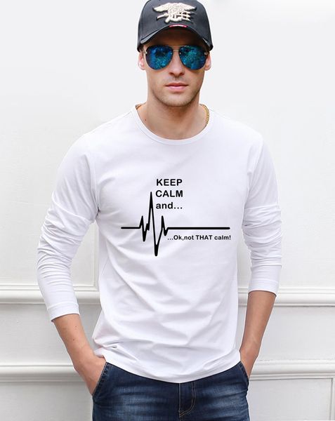 2019 spring new 100% cotton men's long sleeve t-shirts funny men t shirt keep calm and...not that calm ekg heart rate tees, White;black
2019 spring new 100% cotton men's long sleeve t-shirts funny men t shirt keep calm and...not that calm ekg heart rate tees, White;black