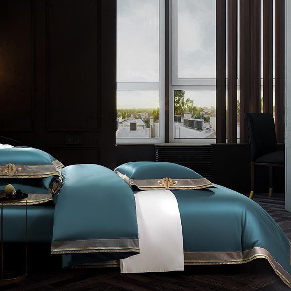 luxury 1400tc pure navy blue egyptian cotton bedding set soft gold embroidery satin bed linens stitch duvet cover/flat bedsheet
luxury 1400tc pure navy blue egyptian cotton bedding set soft gold embroidery satin bed linens stitch duvet cover/flat bedsheet