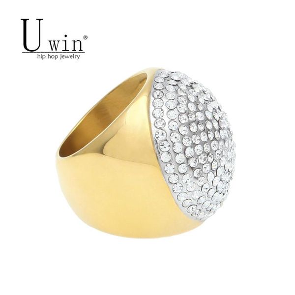 uwin stainless steel jumbo round ring bling rhinestone crystal gold color hip hop style iced out mens rings punk jewelry, Golden;silver
uwin stainless steel jumbo round ring bling rhinestone crystal gold color hip hop style iced out mens rings punk jewelry, Golden;silver