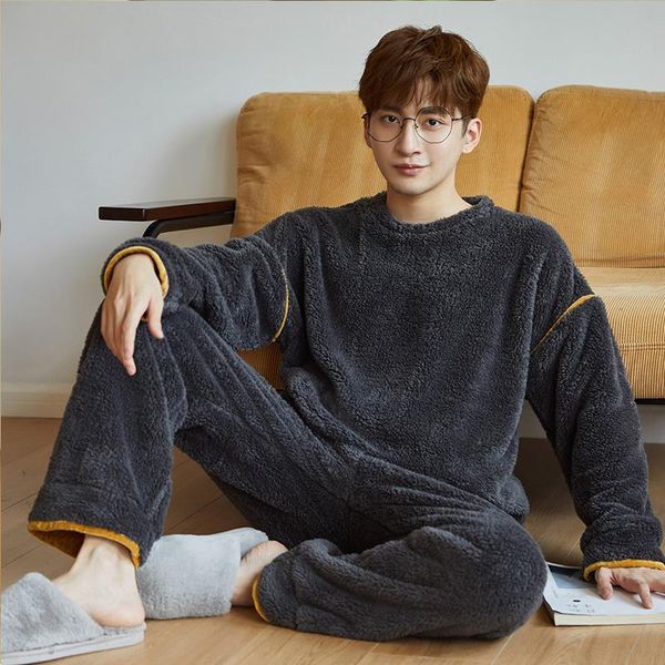 men's sleepwear coral fleece winter pajamas mens sets warm thick flannel two piece set loungewear pyjama femme hiver homewear df50ps, Black;brown
men's sleepwear coral fleece winter pajamas mens sets warm thick flannel two piece set loungewear pyjama femme hiver homewear df50ps, Black;brown