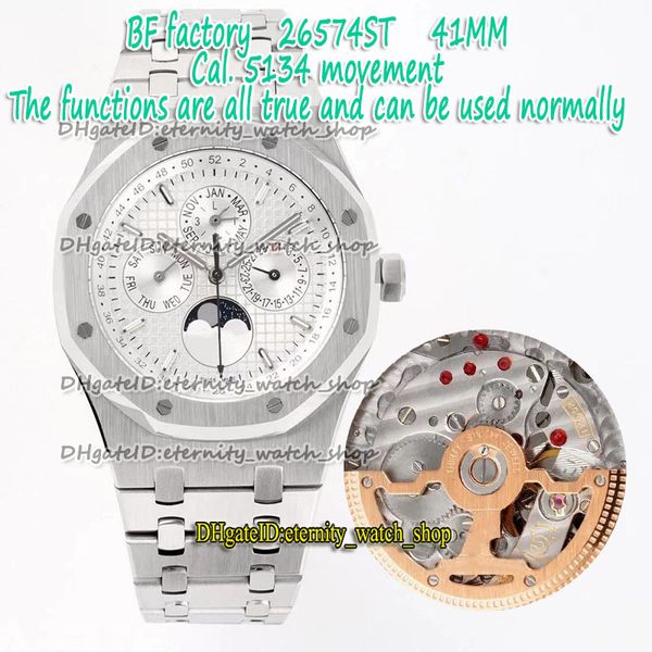 bf version complicated function 41mm sa5134 automatic 26574 mens watch moon phase silvery dial 316l steel case eternity watches st 001, Slivery;brown
bf version complicated function 41mm sa5134 automatic 26574 mens watch moon phase silvery dial 316l steel case eternity watches st 001, Slivery;brown