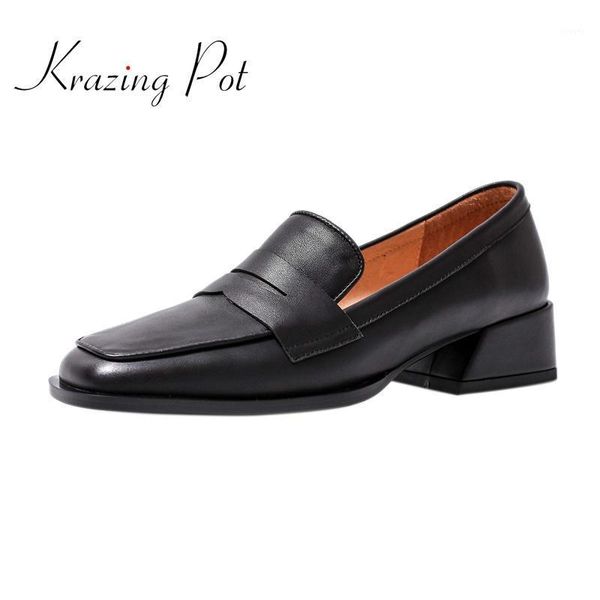krazing pot genuine leather square toe med heel breathable cozy shoes preppy style young lady daily wear basic women pumps l821, Black
krazing pot genuine leather square toe med heel breathable cozy shoes preppy style young lady daily wear basic women pumps l821, Black