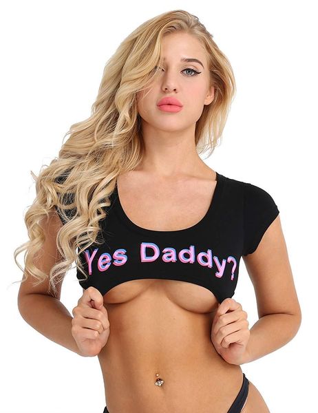 womens teen girls o-neck summer short sleeve tees bra letter printed yes daddy crop cotton t-shirts, White
womens teen girls o-neck summer short sleeve tees bra letter printed yes daddy crop cotton t-shirts, White