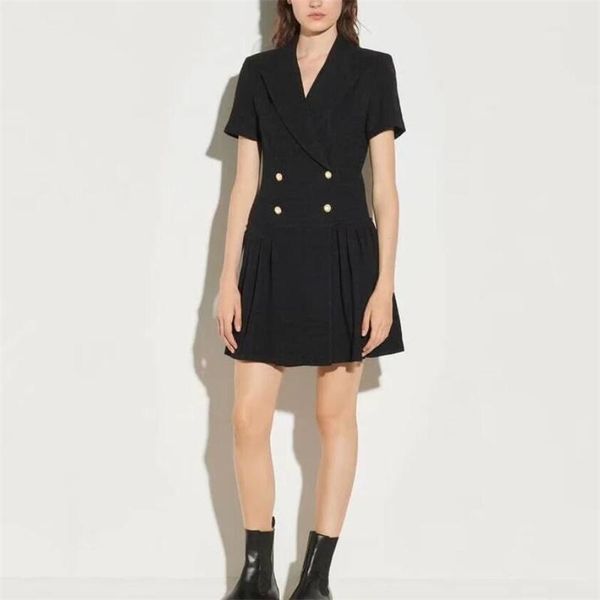 women dress runway autumn notched double breasted short sleeves tweed elegant dresses np1287c, Black;gray
women dress runway autumn notched double breasted short sleeves tweed elegant dresses np1287c, Black;gray