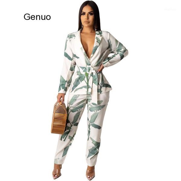 women's two piece pants vintage autumn women pant suit leaves print notched blazer jacket & 2021 office wear set with belt1, White
women's two piece pants vintage autumn women pant suit leaves print notched blazer jacket & 2021 office wear set with belt1, White