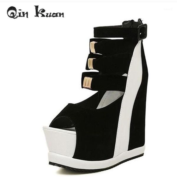 dress shoes qin kuan women ultra high heels nightclub european ladies wedge peep toe sandals buckle strap size 34-391, Black
dress shoes qin kuan women ultra high heels nightclub european ladies wedge peep toe sandals buckle strap size 34-391, Black