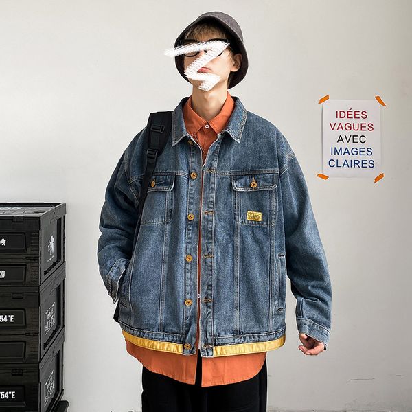 2021 new japan style spring autumn men's fashion denim jeans jacket casual oversize streetwear clothes p6hk, Black;brown
2021 new japan style spring autumn men's fashion denim jeans jacket casual oversize streetwear clothes p6hk, Black;brown