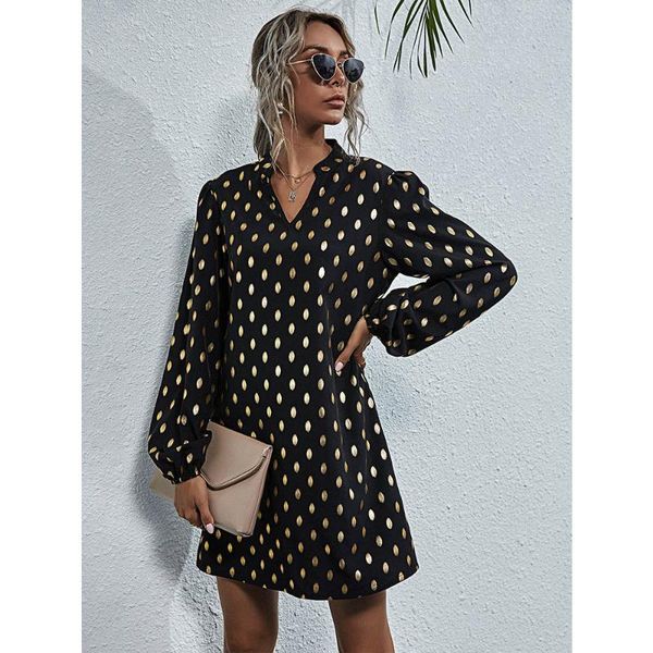 chic dots print a-line dresses for women v neck lantern sleeve loose mini dress elegant casual dresses plus size, Black;gray
chic dots print a-line dresses for women v neck lantern sleeve loose mini dress elegant casual dresses plus size, Black;gray