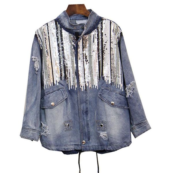 2020 new autumn women coats bling sequins long sleeves blue vintage boho hippie chic jacket holes washed denim jackets, Black;brown
2020 new autumn women coats bling sequins long sleeves blue vintage boho hippie chic jacket holes washed denim jackets, Black;brown