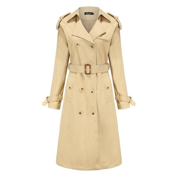 new european-size women's long waist trench coat pure cotton fashion classic coat long sleeve lapels, Tan;black
new european-size women's long waist trench coat pure cotton fashion classic coat long sleeve lapels, Tan;black