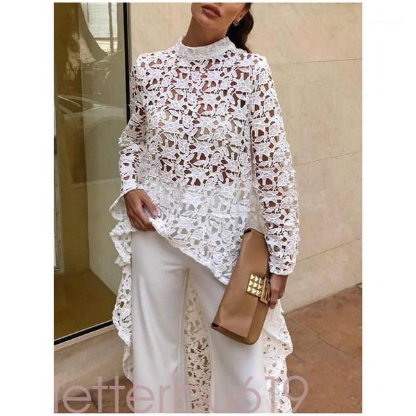 women's blouses & shirts 2021 summer fashion women irregular loose hollow out long sleeve crew neck lace jumper pullover ladies casual, White
women's blouses & shirts 2021 summer fashion women irregular loose hollow out long sleeve crew neck lace jumper pullover ladies casual, White