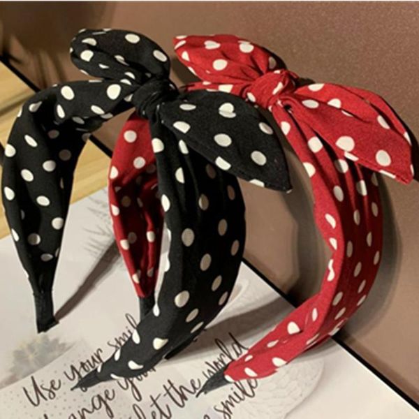 hair accessories classic polka dots print bowknot headband for women lovely ear knotted hairband not slip adults