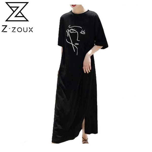 z-zoux women dress cotton t shirt dress printing half sleeves long dress solid split girls loose leisure summer dresses 2020 lj200820, Black;gray
z-zoux women dress cotton t shirt dress printing half sleeves long dress solid split girls loose leisure summer dresses 2020 lj200820, Black;gray