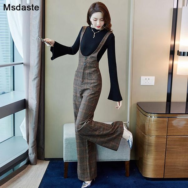 women's pants & capris woolen wide leg women 2021 winter vintage plaid office lady wear female trousers overalls high waist bodysuit fl, Black;white
women's pants & capris woolen wide leg women 2021 winter vintage plaid office lady wear female trousers overalls high waist bodysuit fl, Black;white