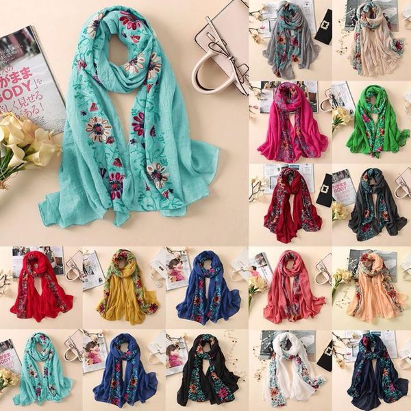 40# Women Scarf Embroidery Scarf Cotton Shawls Floral Bandana Scarves Wrap Shawl Print Pattern Wrap Bufanda, Blue;gray
40# Women Scarf Embroidery Scarf Cotton Shawls Floral Bandana Scarves Wrap Shawl Print Pattern Wrap Bufanda, Blue;gray