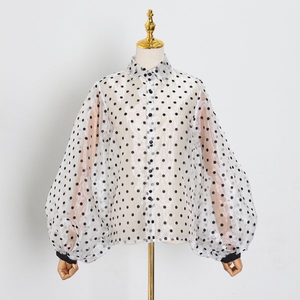 twotwinstyle vintage polka dot long puff sleeve womens and blouses plus size sheer shirts 2020 summer clothes ladies korean q1217, White
twotwinstyle vintage polka dot long puff sleeve womens and blouses plus size sheer shirts 2020 summer clothes ladies korean q1217, White