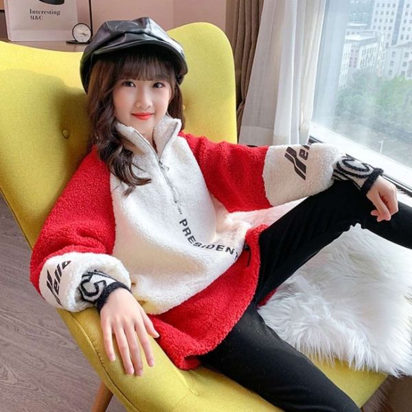 autumn children's winter wear and plush sweater korean loose medium length girl's thick pullover, Black
autumn children's winter wear and plush sweater korean loose medium length girl's thick pullover, Black